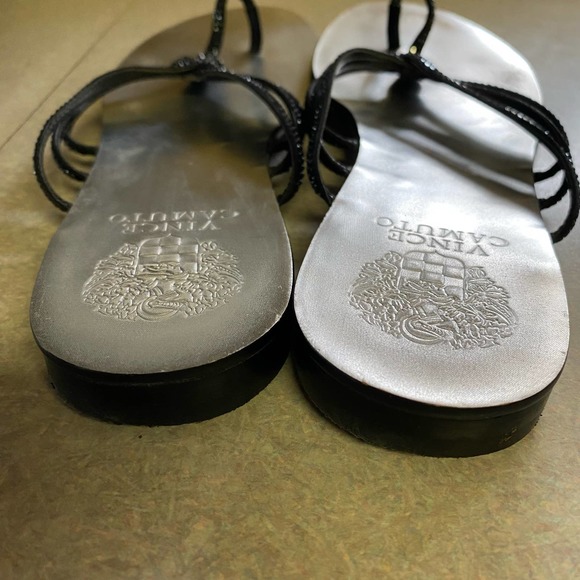 Vince Camuto Black Rhinestone Thin Strappy Coastal Modest Vacation Resort Fli… - Picture 5 of 7